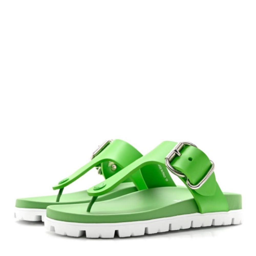 Prada lug sole thong sandals in green, size 39